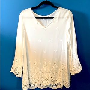 White lacey floral blouse